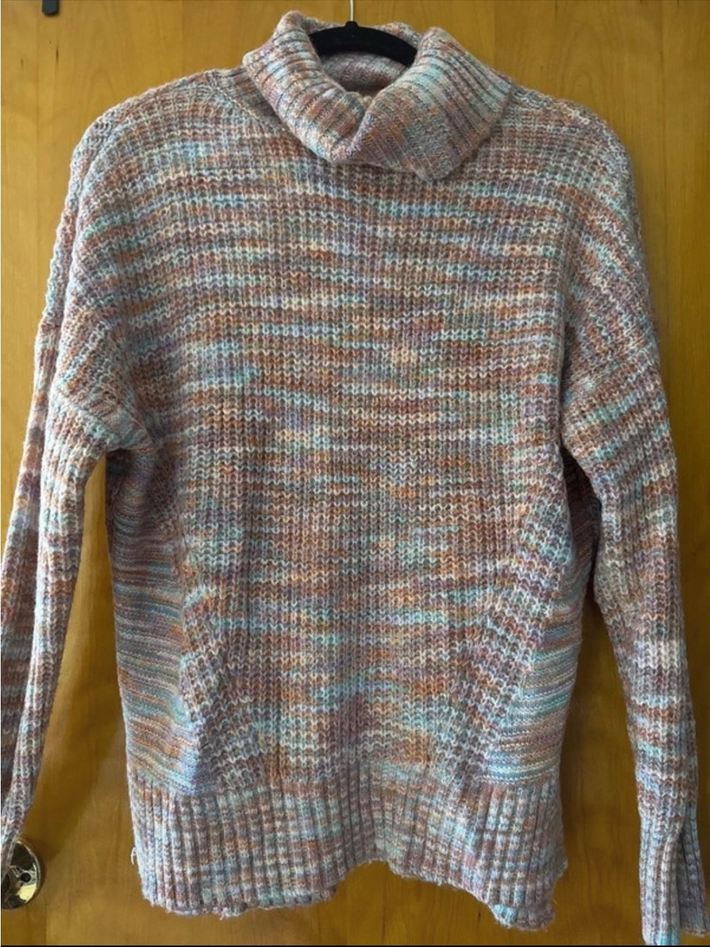 SO Pastel Multicolor Turtleneck Sweater in Peach and Mint